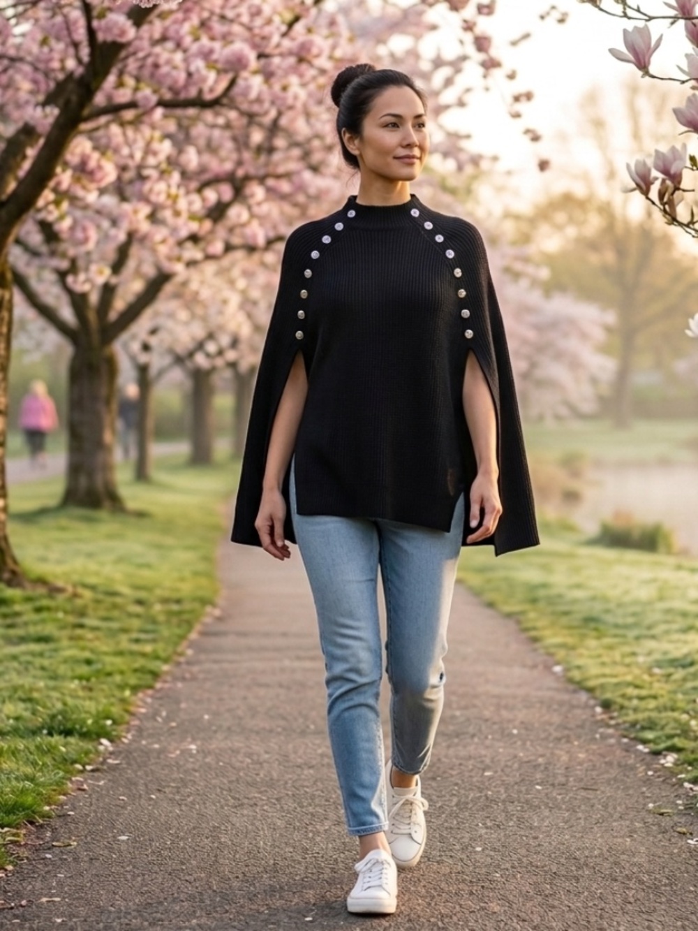 Maje Mood Black Knit Poncho Cape